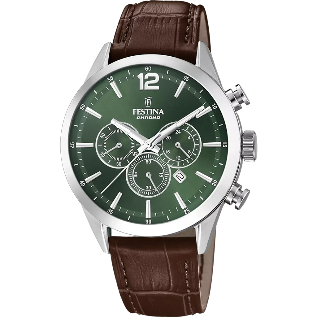 Orologio Uomo Festina Timeless Chronograph in Acciaio con Quadrante Verde F20542/8