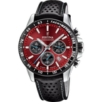 Orologio Uomo Festina Timeless Chronograph in Acciaio e Pelle quadrante rosso F20561/7