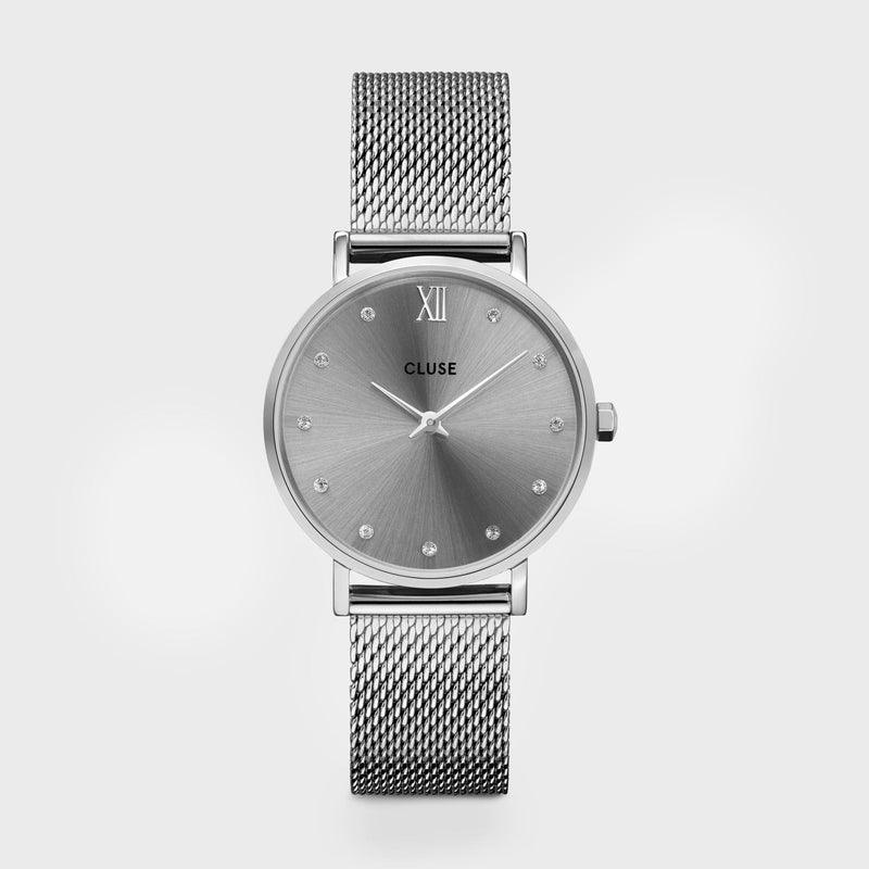 Minuit Mesh Crystals maglia milano, Grigio, colore argento