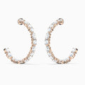 ORECCHINI A CERCHIO TENNIS DELUXE MIXED, BIANCO, PLACCATO COLOR ORO ROSA