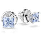 Orecchini a lobo Matrix Swarovski-Taglio squadrato Blu Placcato rodio. - ORECCHINI