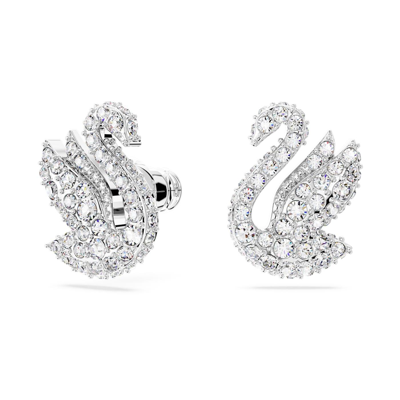 Orecchini a lobo Swarovski Iconic Swan Cigno, Bianchi, Placcato rodio