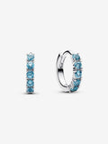 Orecchini Cerchi Piccoli Cristalli Azzurri Argento Sterling 925 - ORECCHINI