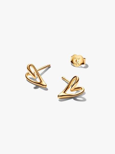 Orecchini Cuore Linea Sinuosa Finitura in Oro - ORECCHINI