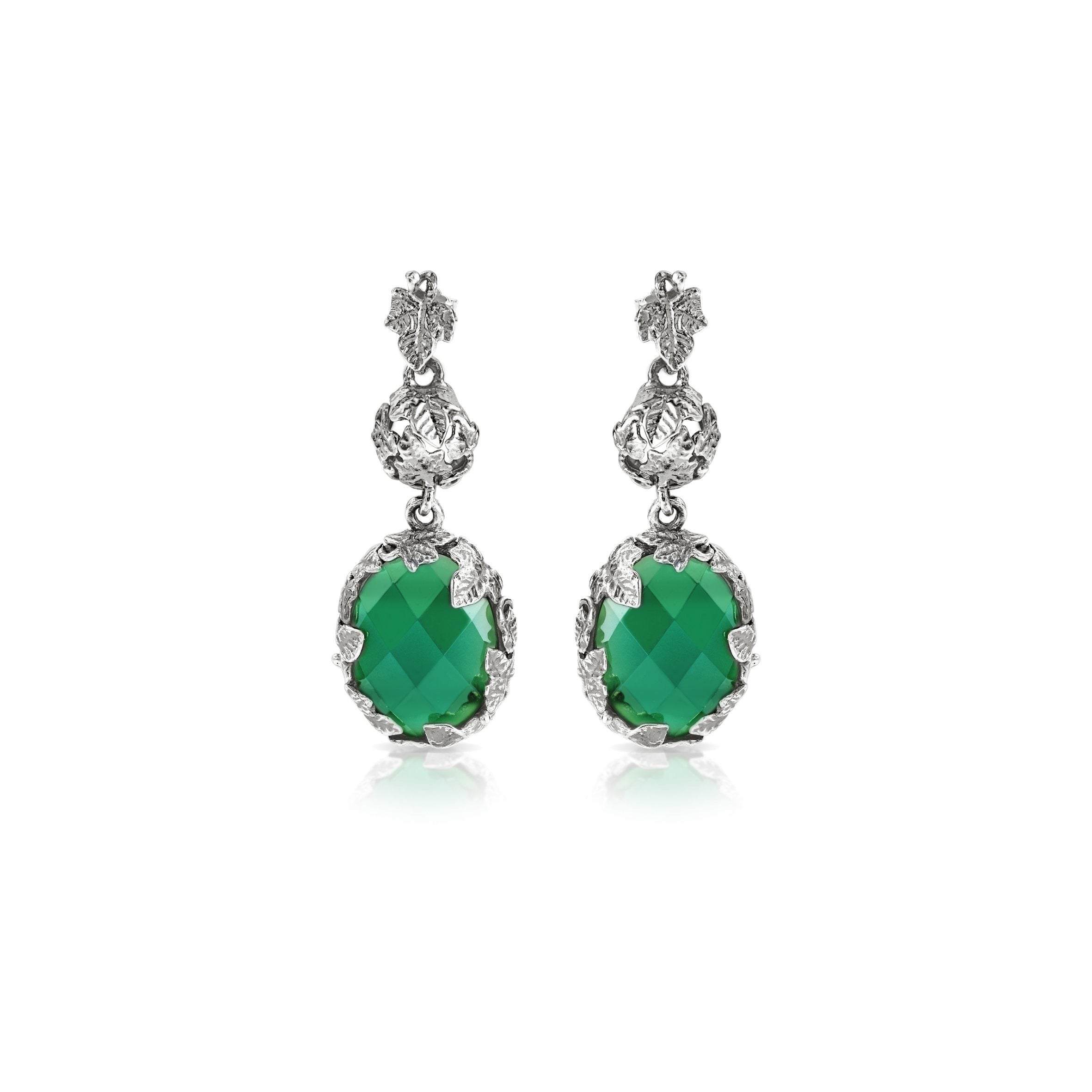 ORECCHINI EDERA, ARGENTO E QUARZO VERDE