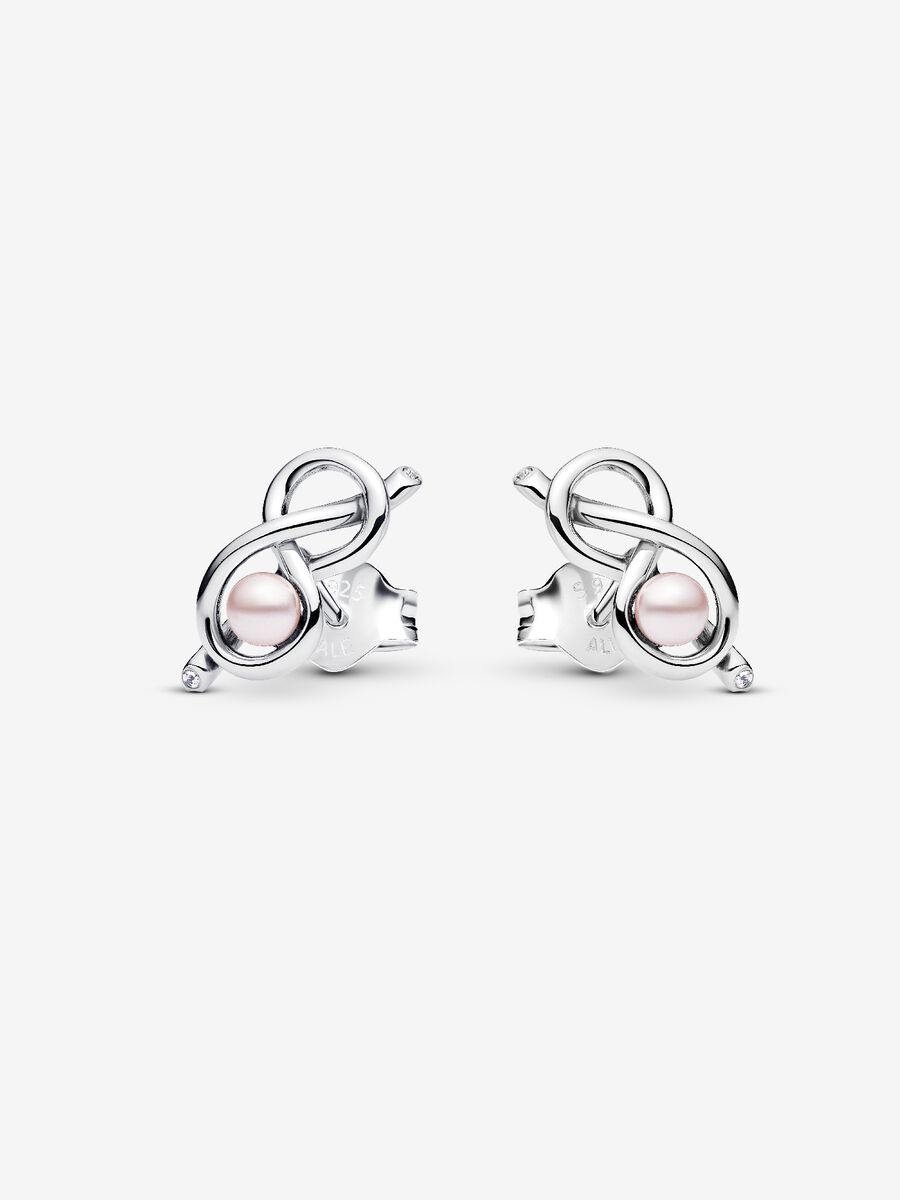 Orecchini Legame infinito con Perla Rosa Artificiale Argento Sterling 925 - ORECCHINI