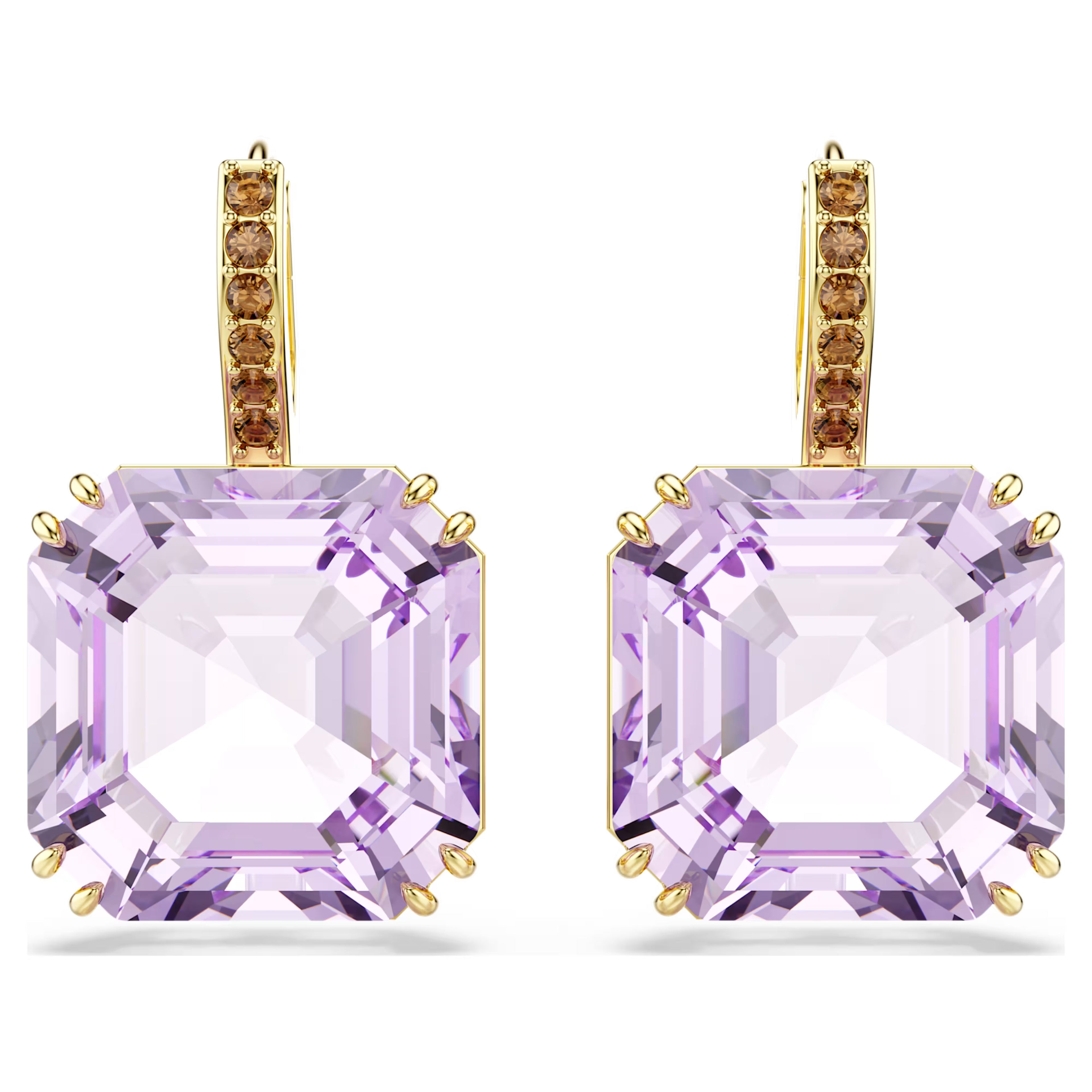 Orecchini pendenti Millenia Taglio squadrato, Viola, Finitura oro 18K