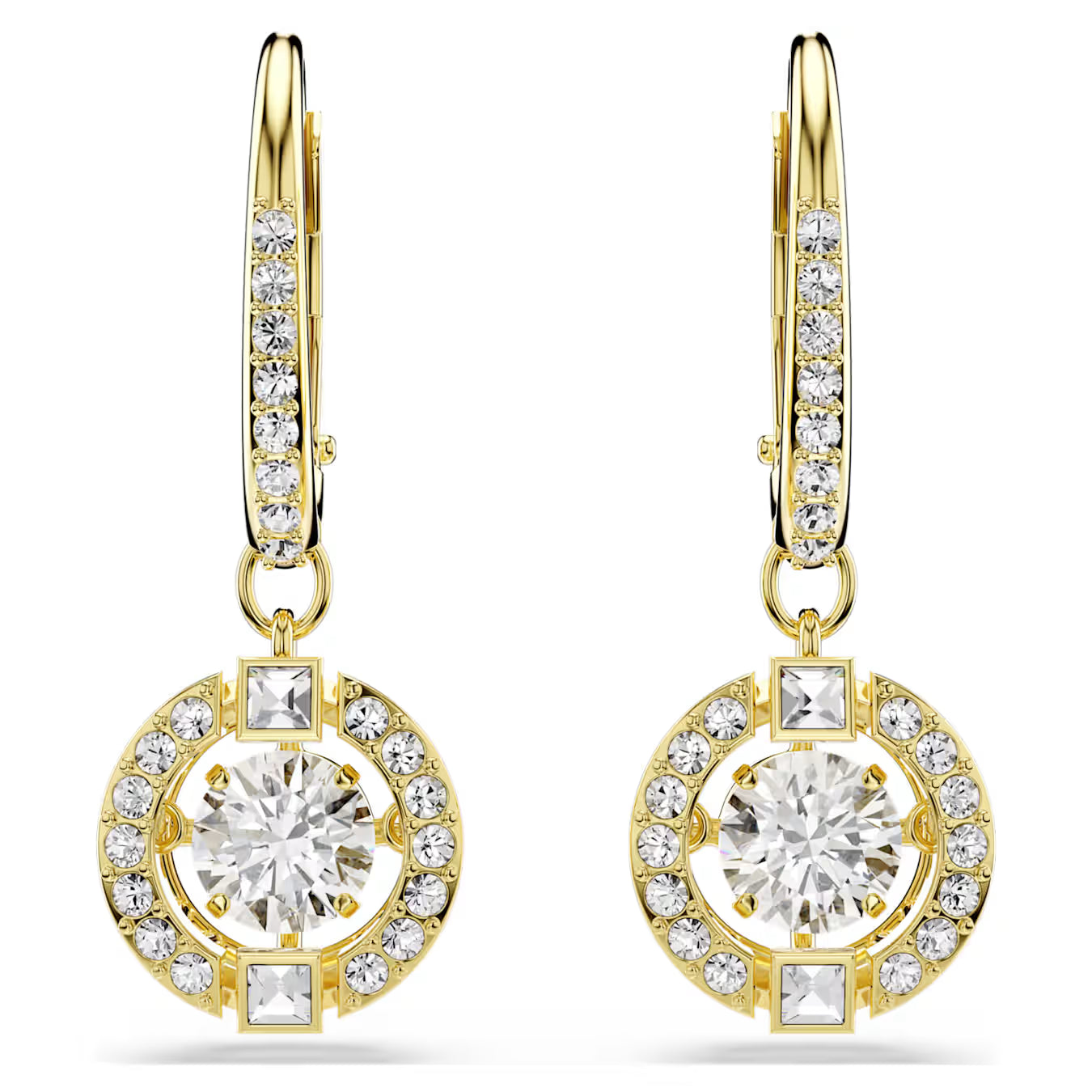 Orecchini pendenti Una Angelic Taglio Round, Bianchi, Finitura oro 18K