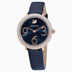 OROLOGIO CRYSTAL FROST, CINTURINO IN PELLE, AZZURRO, PVD ORO ROSA