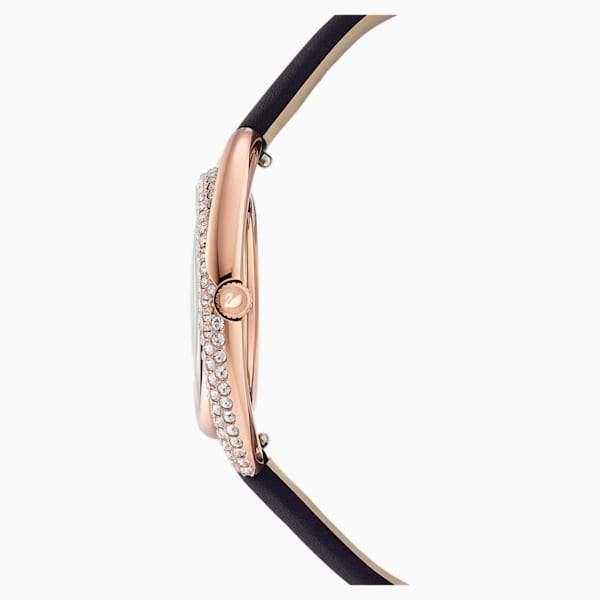 OROLOGIO DUO, CINTURINO IN PELLE, NERO, PVD ORO ROSA