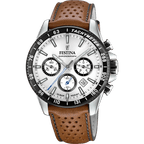 OROLOGIO FESTINA ARGENTO CON CINTURINO IN PELLE, UOMO