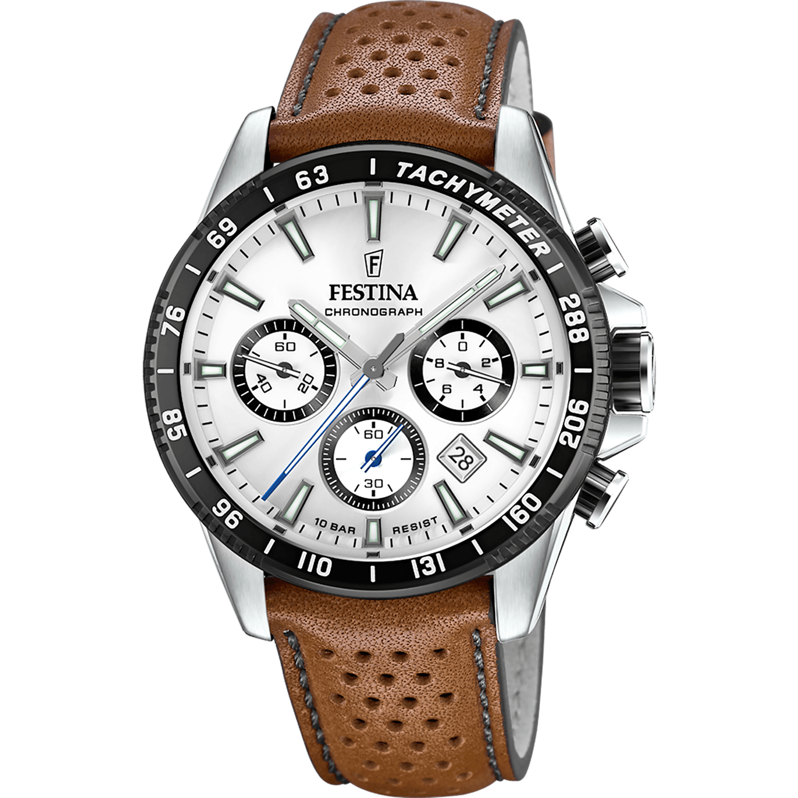 OROLOGIO FESTINA ARGENTO CON CINTURINO IN PELLE, UOMO