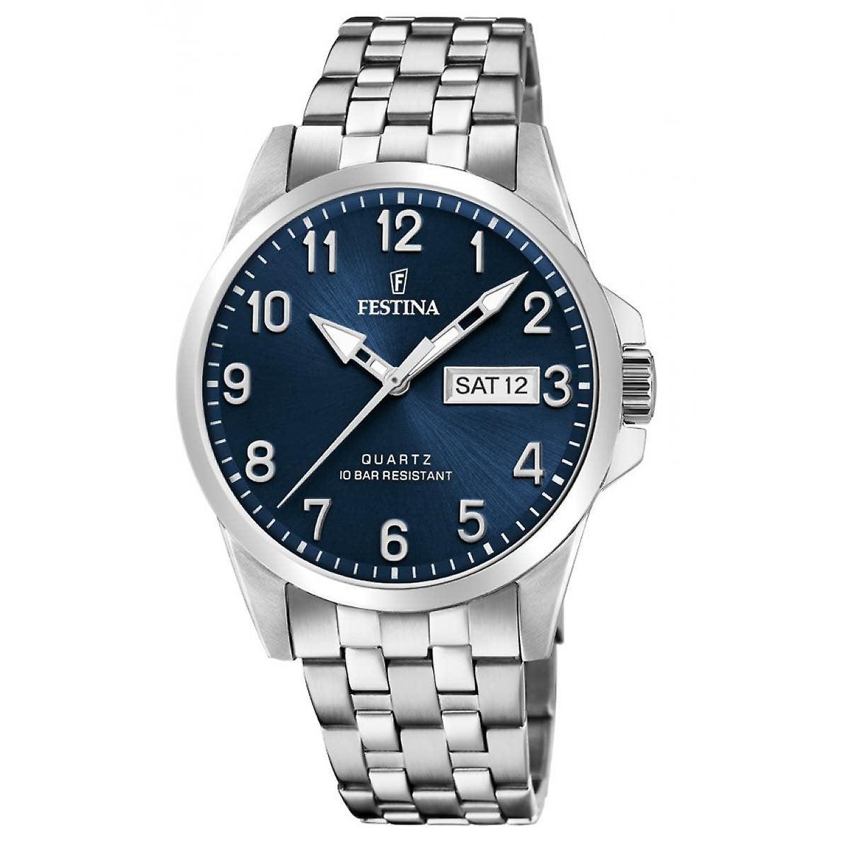 OROLOGIO FESTINA CLASSICS F20357/C AZZURO BRACCIALE IN ACIAIO, UOMO