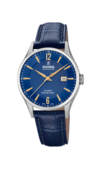 OROLOGIO FESTINA,SAPPHIRE IN PELLE DI COLORE BLU