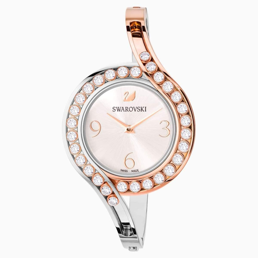 OROLOGIO LOVELY CRYSTALS BANGLE, BRACCIALE DI METALLO, BIANCO, PVD BICOLORE