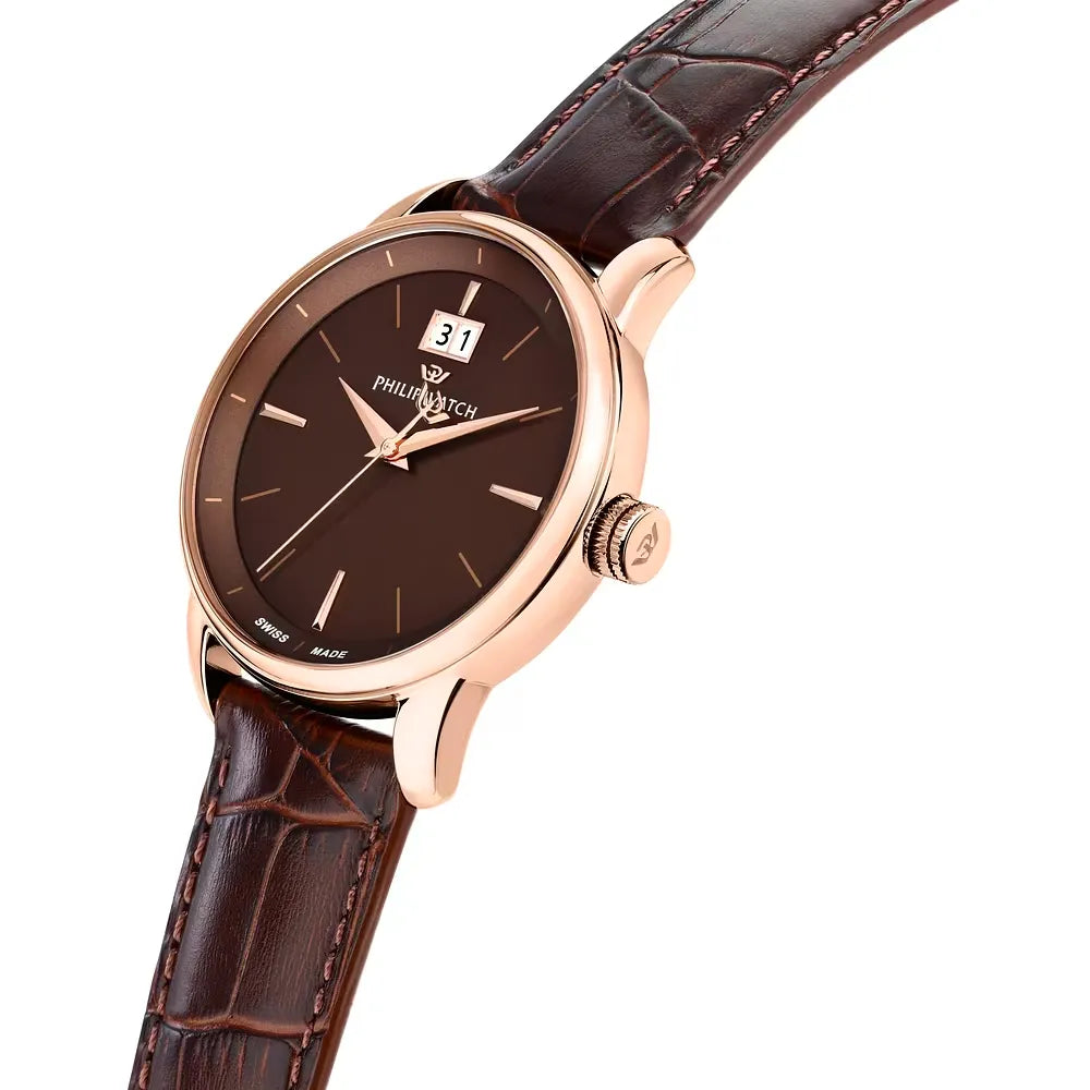 Orologio Uomo Philip Watch Anniversary al Quarzo - Cassa Rose Gold e Cinturino Marrone - R8251150012 - OROLOGIO