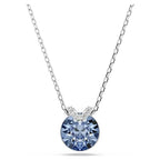 Pendente Bella V Taglio Round Blu Placcato rodio - COLLANA