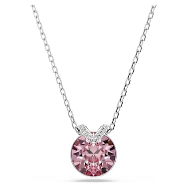 Pendente Bella V Taglio Round Rosa Placcato rodio - COLLANA