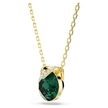 Pendente Bella V Taglio Round Verde Placcato color oro - COLLANA