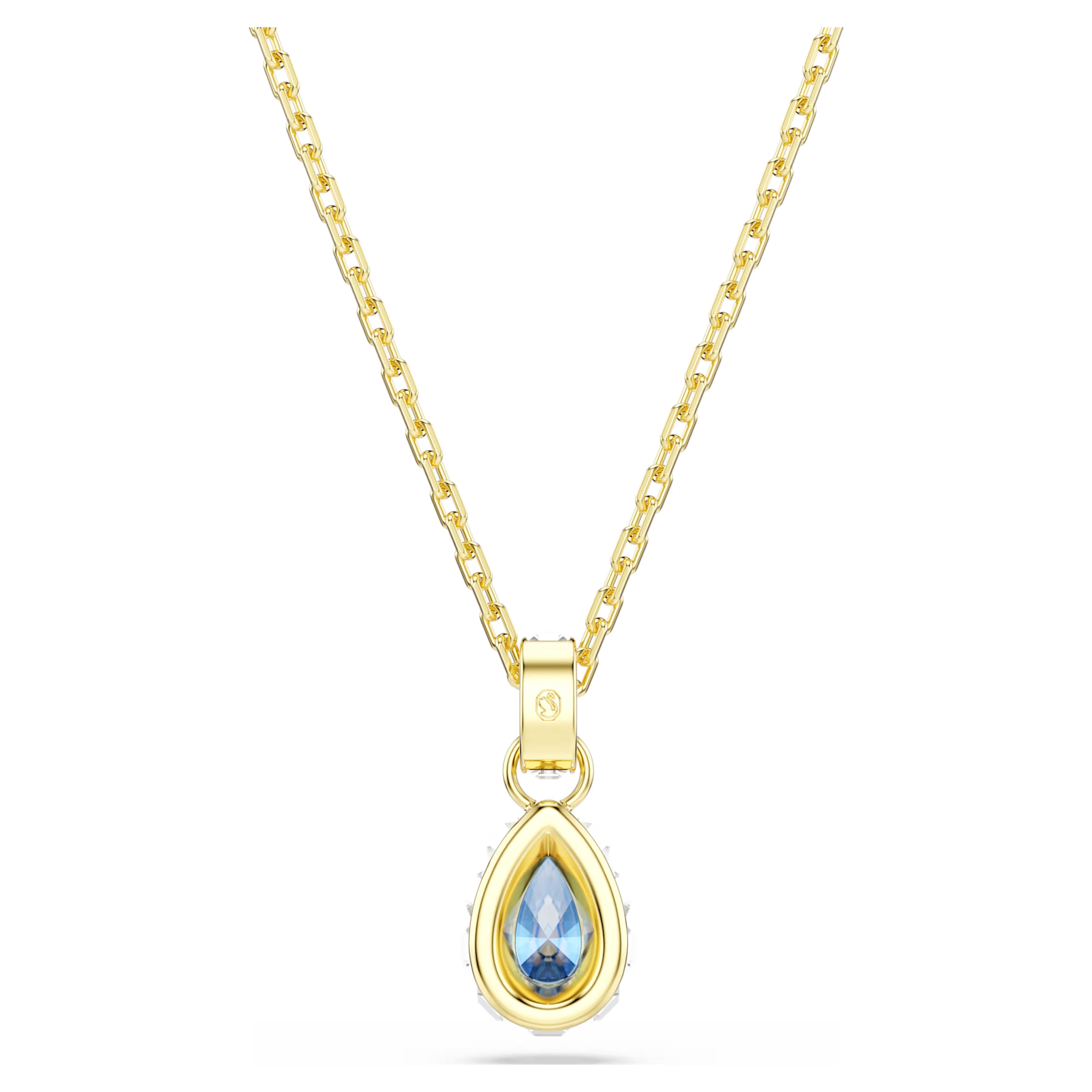 Pendente Chroma Taglio Pear, Blu, Finitura oro 18K