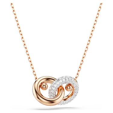 Pendente Dextera Taglio Round Bianco Placcato color oro rosa - COLLANA