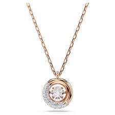 Pendente Dextera Taglio Round, Bianco, Placcato color oro rosa