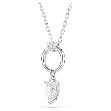 Pendente Mesmera Taglio Pear Bianco Placcato rodio - COLLANA