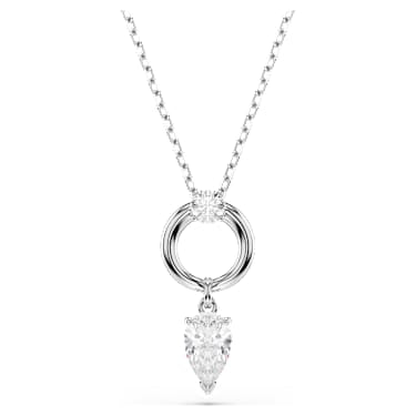 Pendente Mesmera Taglio Pear Bianco Placcato rodio - COLLANA