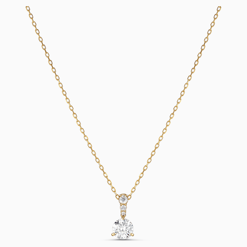 PENDENTE SOLITAIRE, BIANCO, PLACCATO COLOR ORO