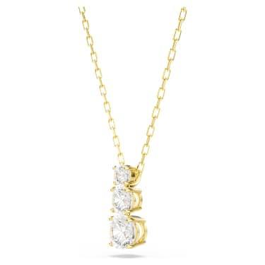 Pendente Stilla Attract Taglio Round Bianco Placcato color oro - COLLANA