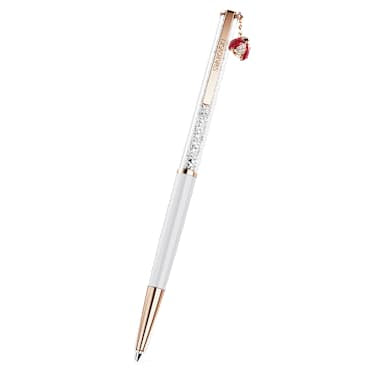 Penna a sfera Crystalline Coccinella Bianco Laccato rosso placcato oro rosa - PENNE