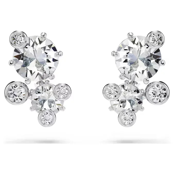 Set Gioielli Swarovski Constella Collana Bracciale e Orecchini a Lobo Placcatura Rodio e Cristalli Bianchi SET