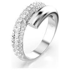 Swarovski Anello Dextera Bianco, Placcato rodio mis 58