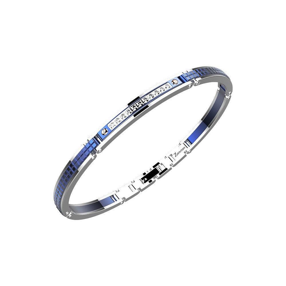 Bracciale Zancan in acciaio e zaffiri bianchi.
